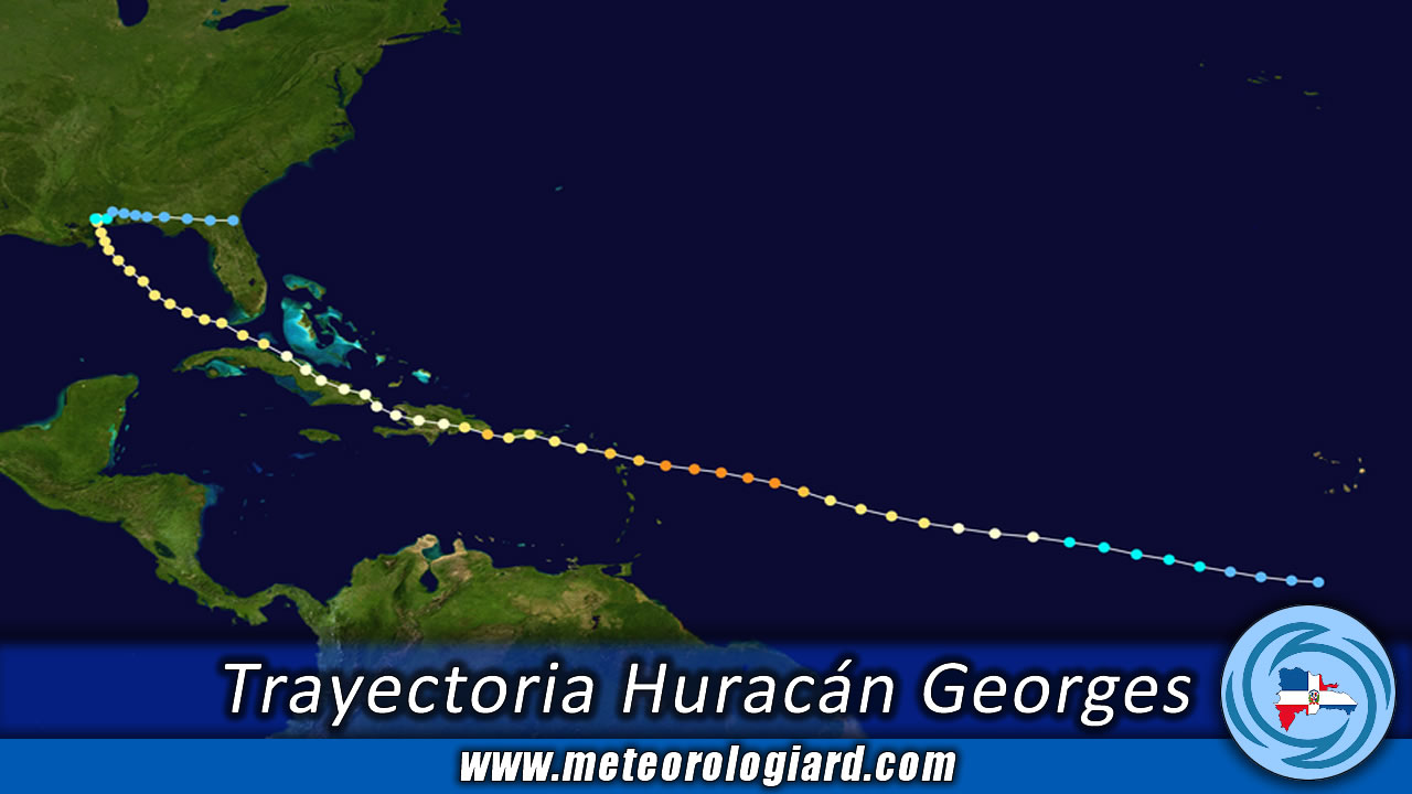 Trayectoria del Ciclón Georges en el Atlántico