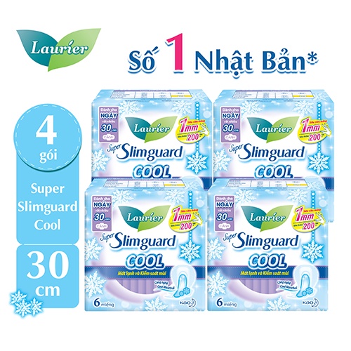 Mall Shop [ kao.official.store ] Combo 4 gói BVS Laurier Siêu Mỏng 1mm Mát lạnh 30cm 6 miếng