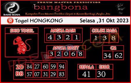 Prediksi HK Bang Bona Selasa 31 okt 2023