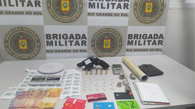 GRAVATAÍ: BM prende dupla por tráfico de drogas e porte ilegal de arma de fogo