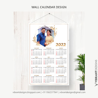 Wall calendar design, personal calendar, couple calendar, single page calendar