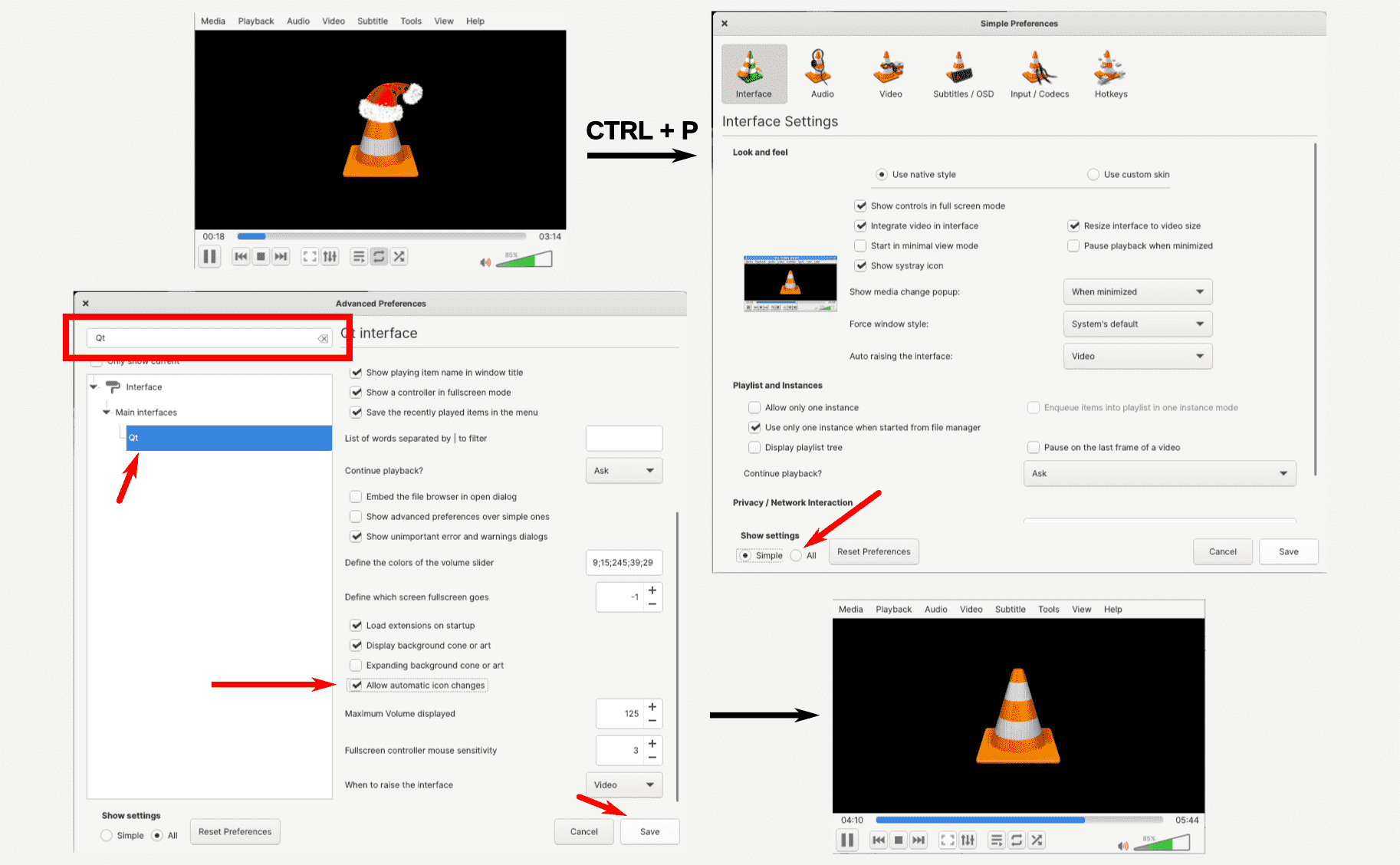 Cara Menghilangkan Logo Topi Santa VLC Player