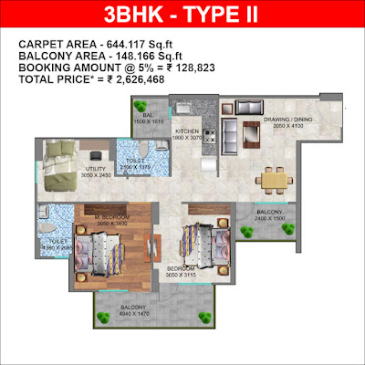 Mahira Homes 104 3bhk Type-2 Floor Plan
