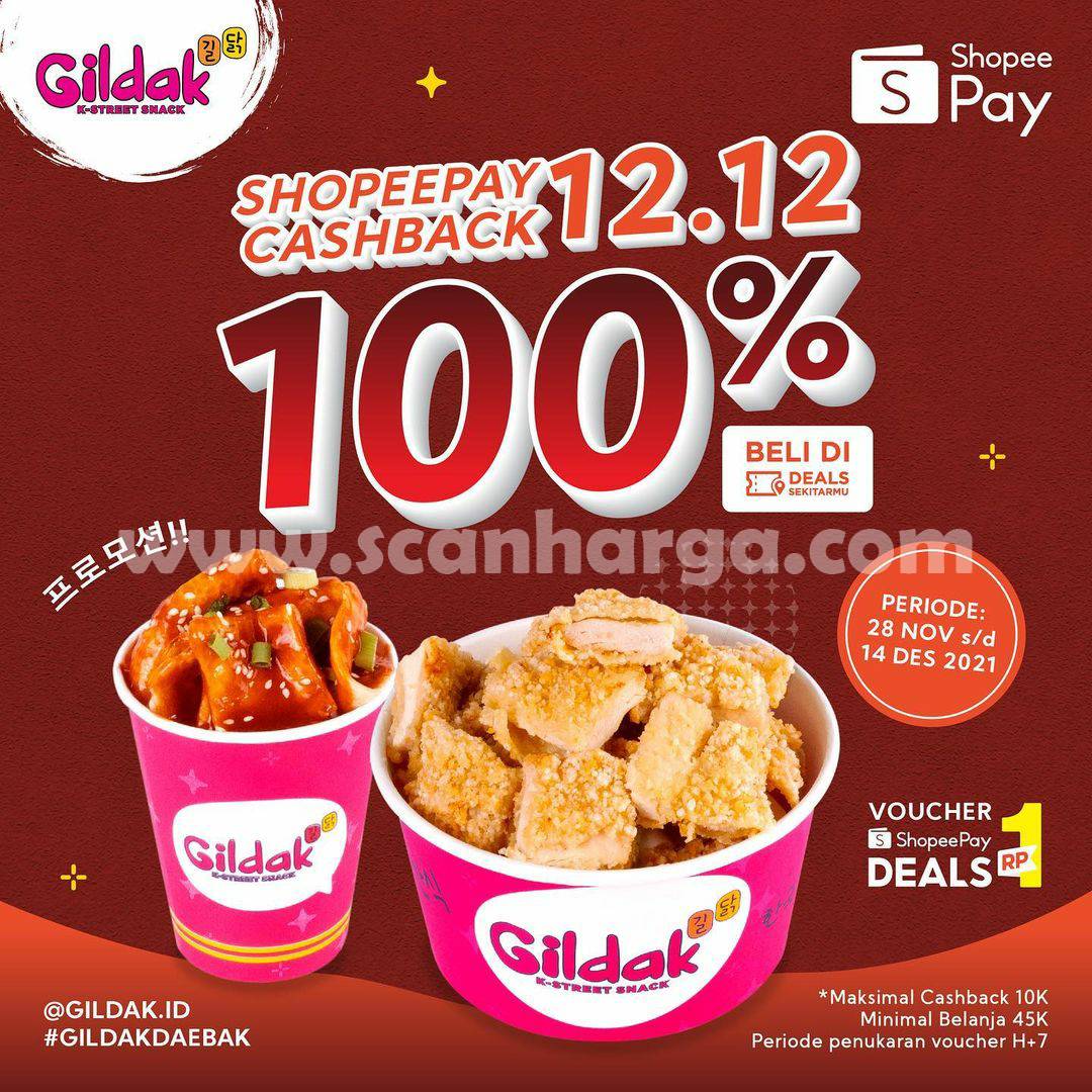 Promo GILDAK SHOPEEPAY 12.12 - Beli Voucher Deals CASHBACK 100%