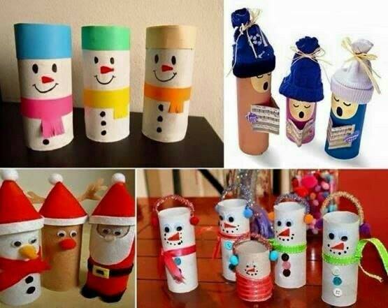 Manualidades navideñas hechas con tubos de papel de baño