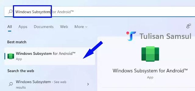 search windows subsystem for android - search menu