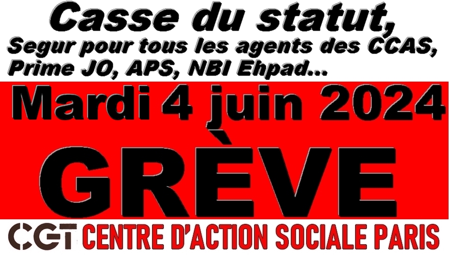 Le syndicat CGT des personnels du Centre d'Action Sociale de la Ville de Paris (CASVP)