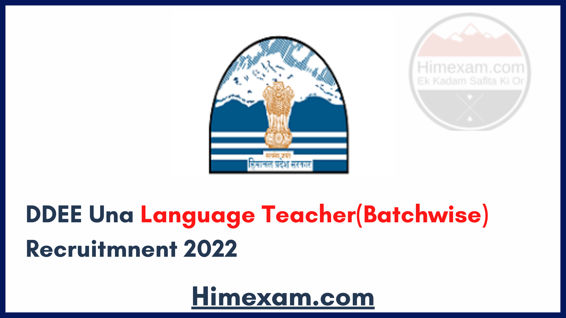 DDEE Una Language Teacher(Batchwise) Recruitmnent 2022