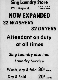 Ad for the Sing Laundry Store - Maple Street, Carrollton, GA - The West Georgian - February, 1981