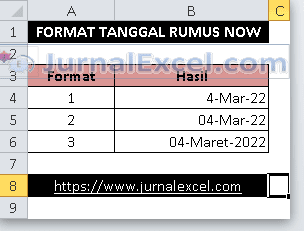 Mengubah Format Tanggal pada Rumus Excel NOW - JurnalExcel.com