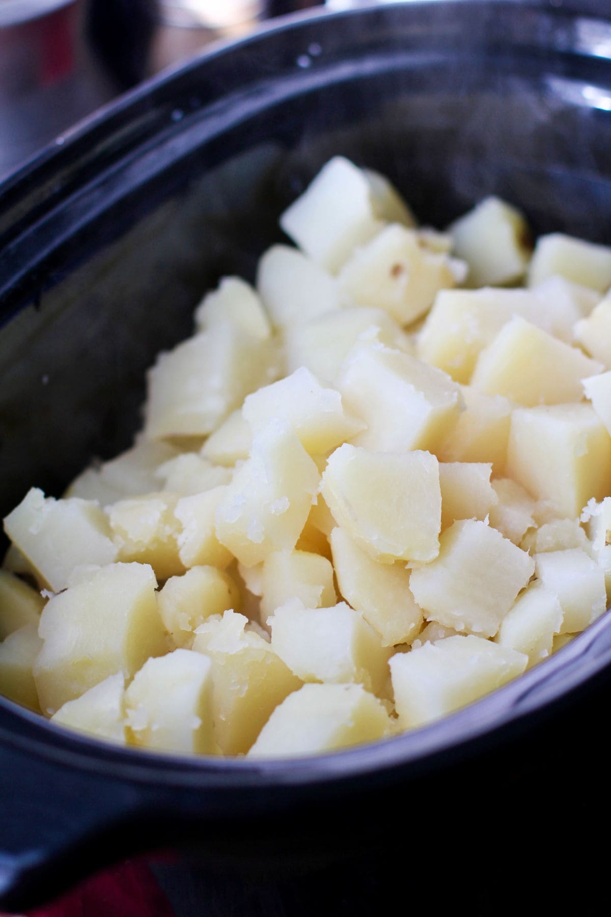 Crock pot potatoes, cooked.