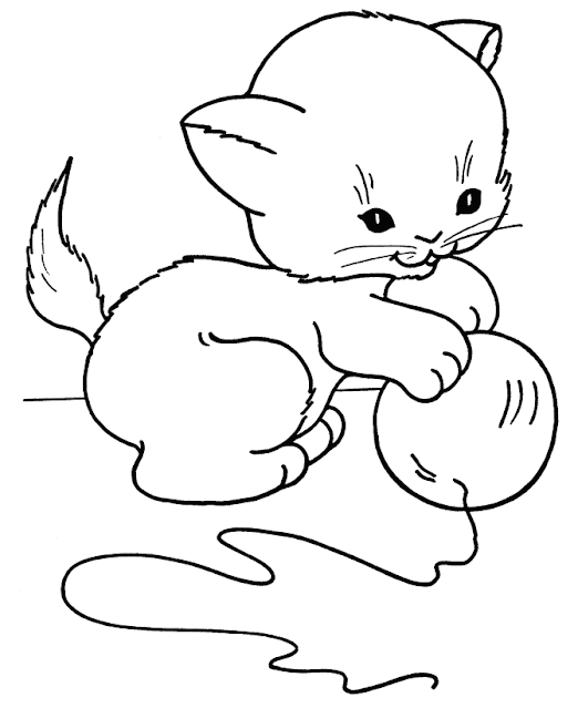 Simple kitten coloring pages