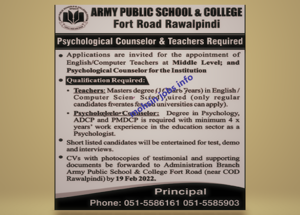 Multiple new latest jobs in pakistan for teachers and professors in three schools and collages | :new latest teaching jobs in pakistan 2022