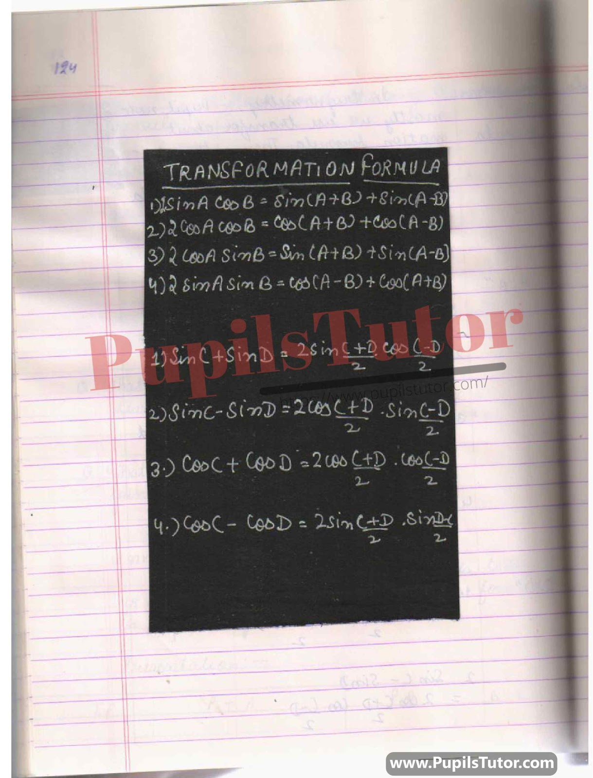 How To Make Mathematics Lesson Plan For Class 10 To 12 On Transformation Formula In Trigonometry In English – [Page And Photo 4] – pupilstutor.com