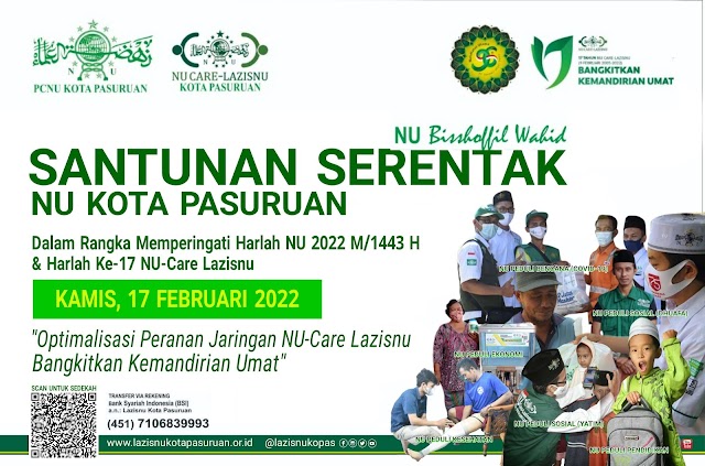 Peringati Harlah NU Dan Sweet Seventeen Lazisnu 2022, NU Kota Pasuruan Agendakan Gerakan Sosial Serentak