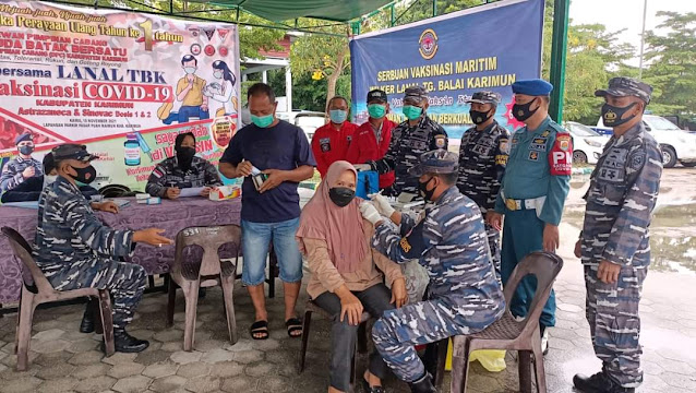 Jelang HUT I DPC PBB Bersama TNI AL Karimun Gelar Vaksinasi Massal