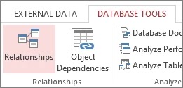 सबसे पहले डेटाबेस टूल्स टैब में स्टैटिक रिलेशनशिप ग्रुप में रिलेशनशिप पर क्लिक करें।