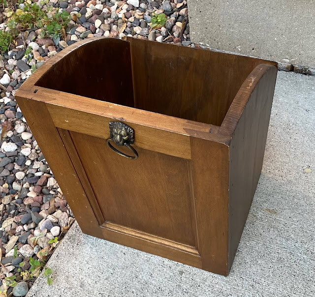 Photo of an old wooden drawer bin from the thrift shop.