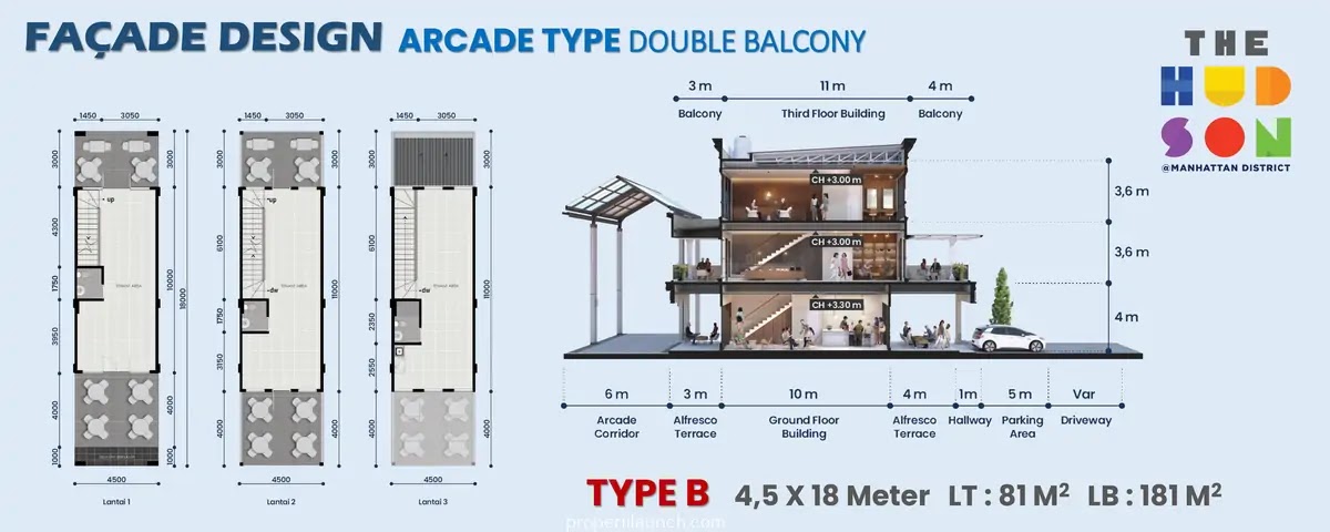 Ruko The Hudson Tipe Arcade Double Balcony B