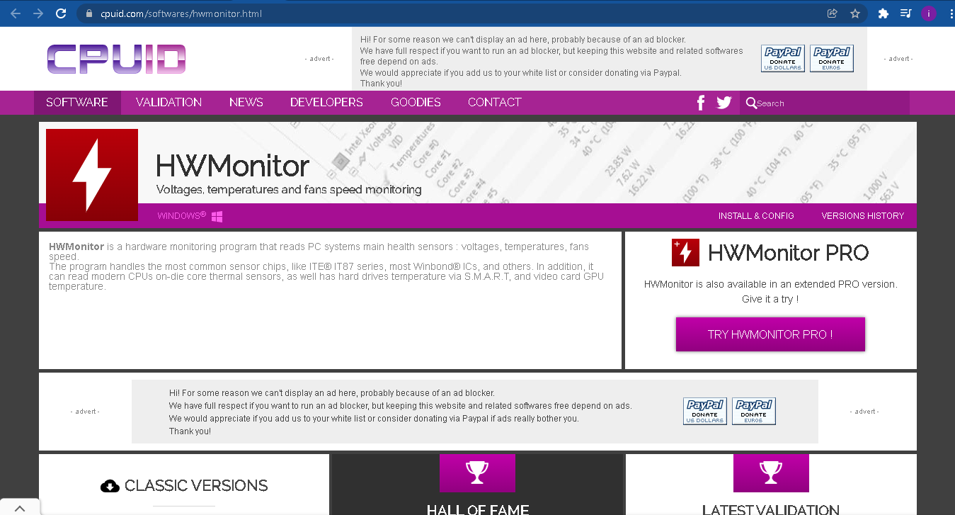 HwMonitor Download page