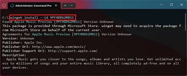 قم بتثبيت Apple Music عبر CMD