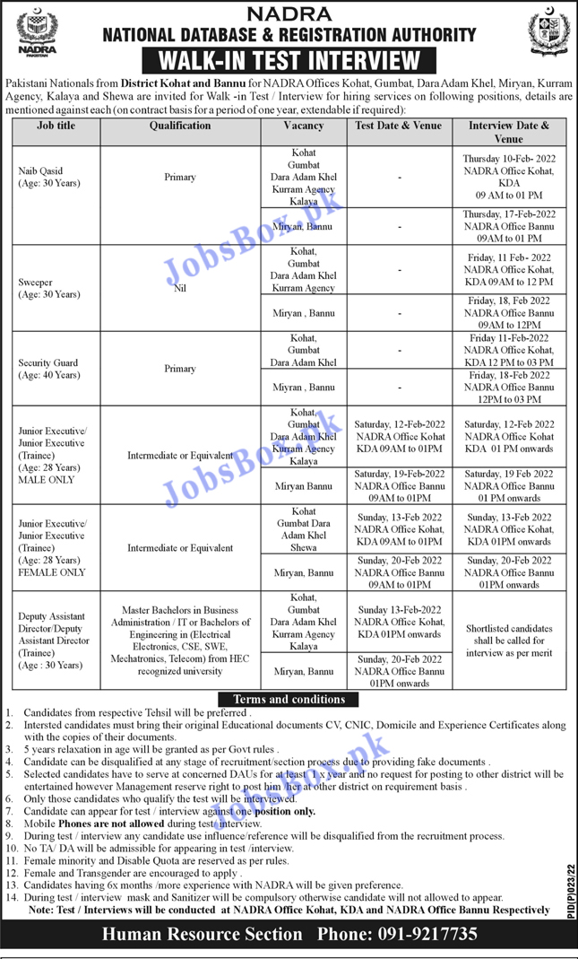 NADRA National Database and Registration Authority Jobs 2022 in Pakistan