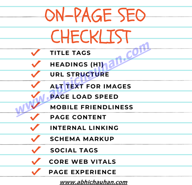 Checklist for on-page SEO