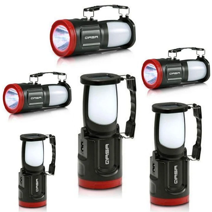 Qasa QLTN-81B Solar Lanterns: Portable Rechargeable LED Light Camping Lamp and Torchlight with Foldable Handle