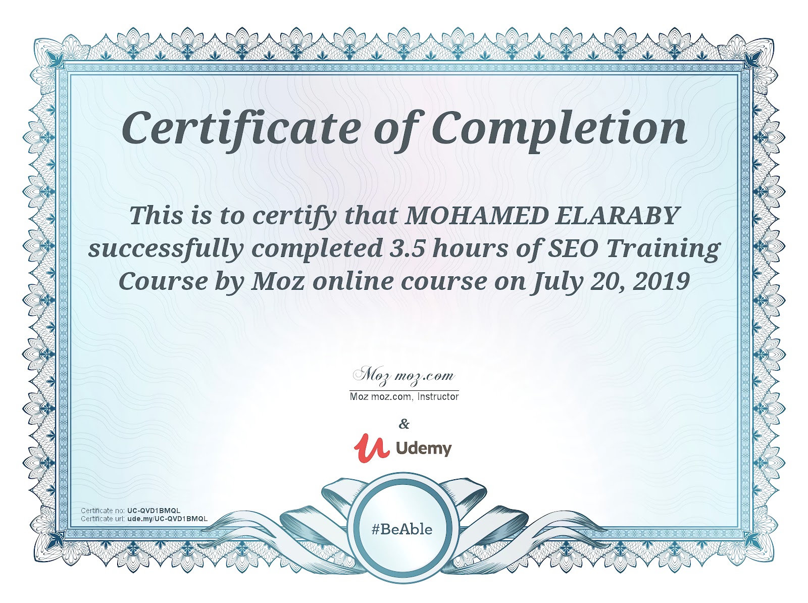 UDEMY CERTIFICATE