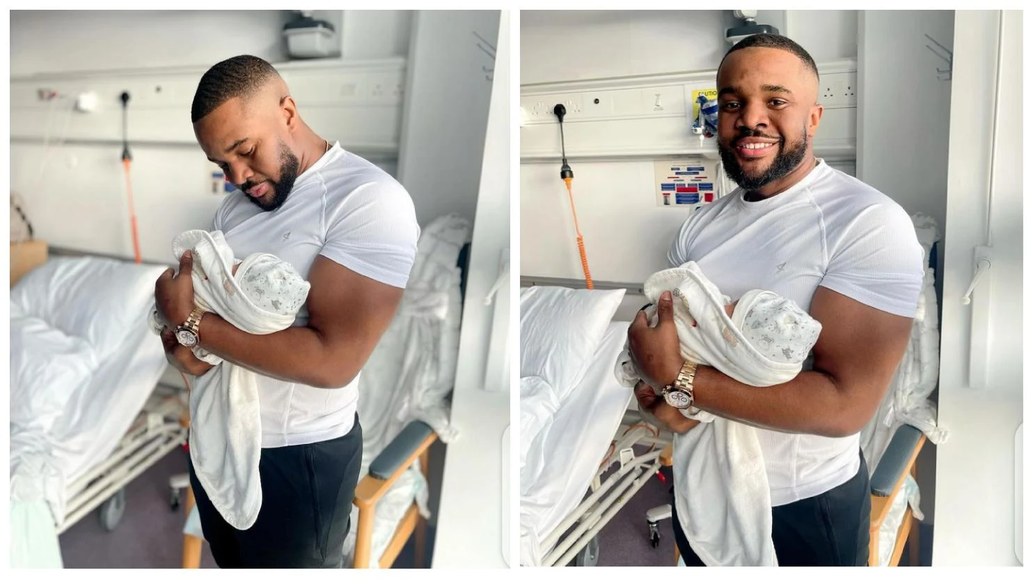 Actor Williams Uchemba shared adorable pictures with his newborn baby girl