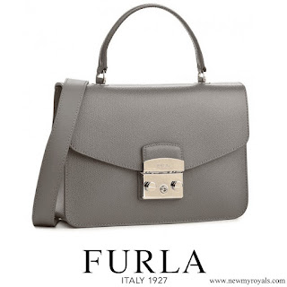Queen Letizia carries Furla Grey Leather Shoulder Bag