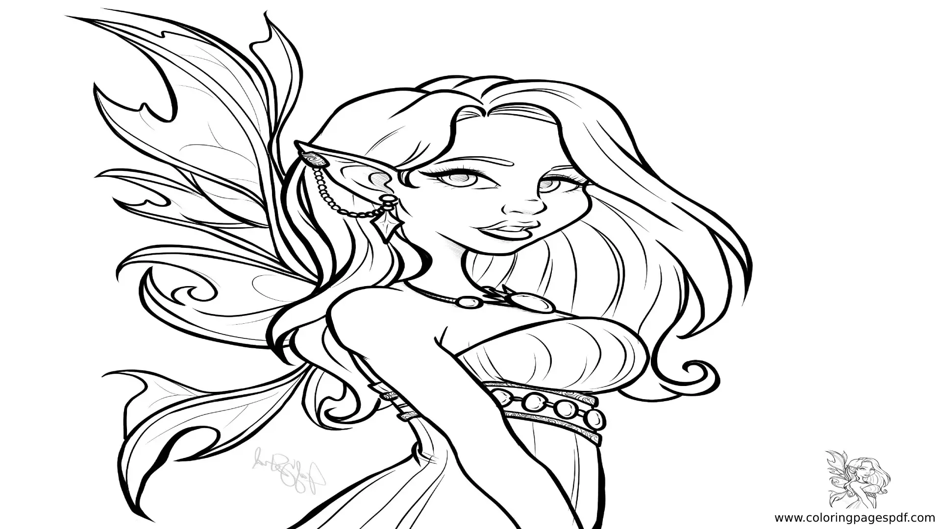 Coloring Pages Of A Pretty Fairy