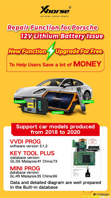 Xhorse Adds Porsche 12V Lithium Battery Repair Function