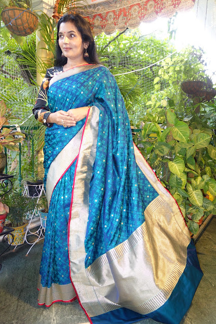 Mushroo silk Banarasi saree with patola like weave.