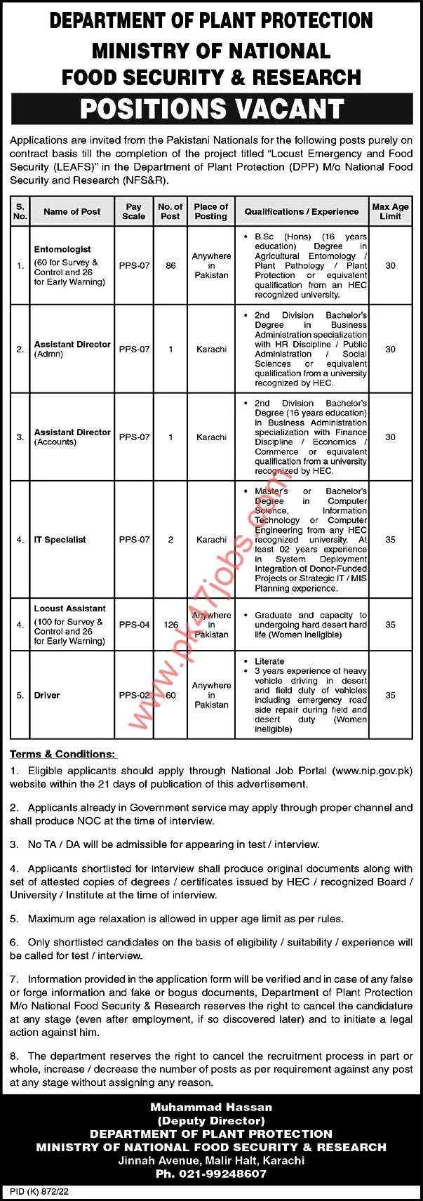 Ministry of National Food Security and Research Jobs 2022