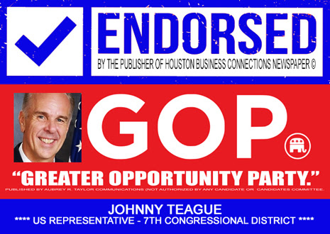 Johnny Teague is endorsed by Houston Business Connections Newspaper