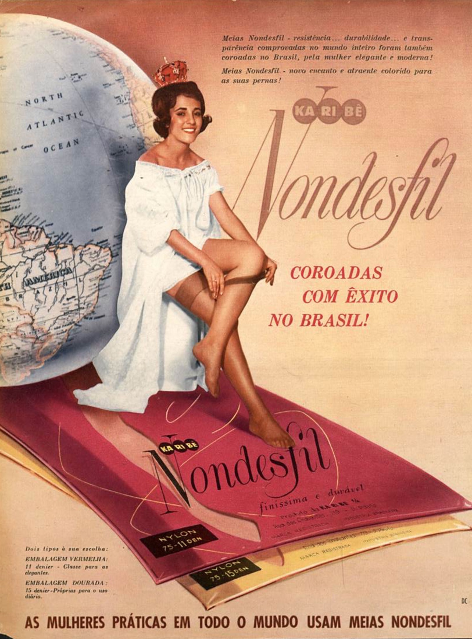Anúncio veiculado em 1961 promovia as meias da marca Nondesfil
