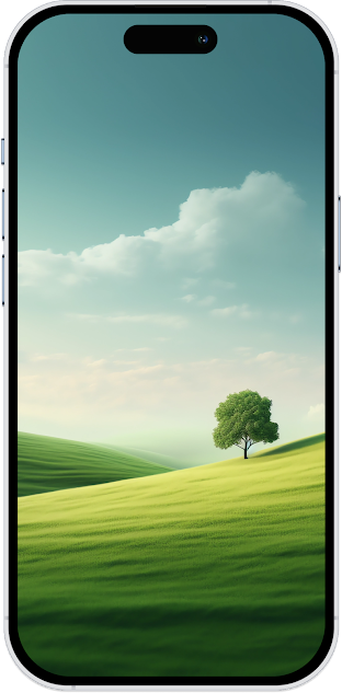 Minimalist Lone Tree: Green Scenery Wallpaper - Free Download for Mobile