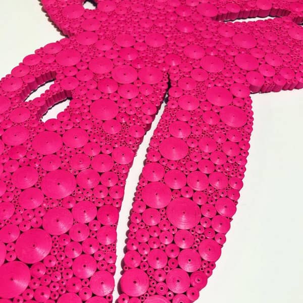 hot pink quilling detail of rolled paper tight coils