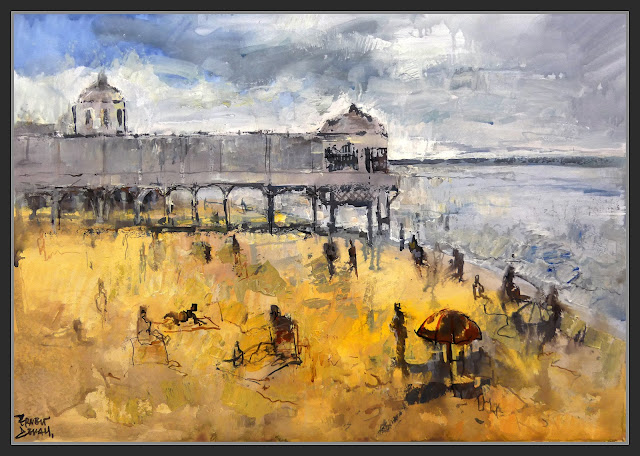 CADIZ-PINTURA-ARTE-BALNEARIO-NUESTRA SEÑORA DE LA PALMA Y DEL REAL-PLAYA DE LA CALETA-PAISAJES-EDIFICIOS-PATRIMONIO-PINTOR-ERNEST DESCALS