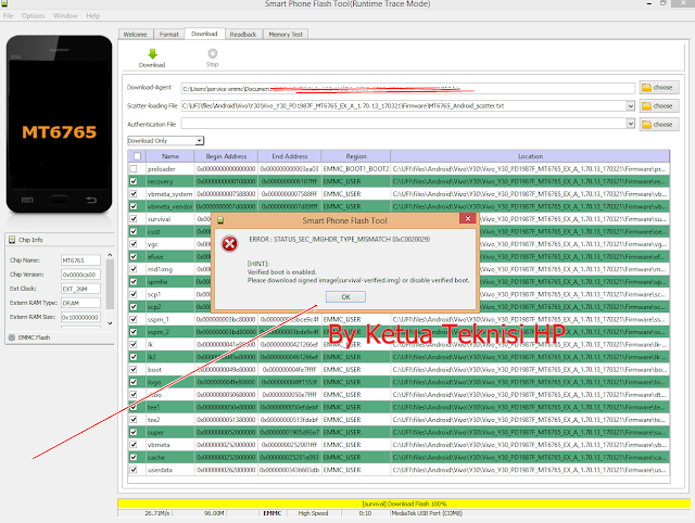 Flashing Vivo-Xiaomi-Realme Error STATUS_SEC_IMGMDR_TYPE_MISMACTH Done By Teknisi Tool