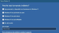 Tornare a Windows 10 dopo l'aggiornamento a Windows 11