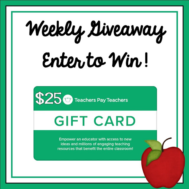Teacher Giveaway! Weekly $25 Teachers pay Teachers Gift Card Giveaway January 9, 2022
