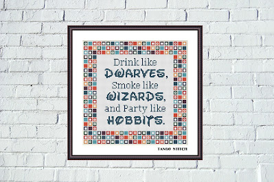 Drink like Dwarves funny cross stitch embroidery design