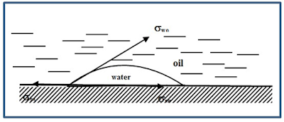 توازن القوى في واجهة الماء-النفط-الصلبة.