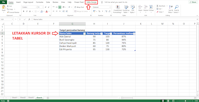Cara Memberi Nama Tabel di Microsoft Excel