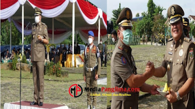 Bupati Musa Ahmad Pimpin Upacara Peringatan HUT Sat Pol PP Ke- 72 dan HUT Linmas Ke- 60