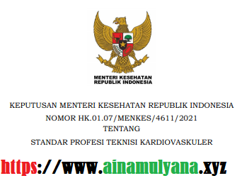 KMK atau Kepmenkes Nomor HK.01.07-MENKES-4611-2021 Tentang Standar Profesi Teknisi Kardiovaskuler