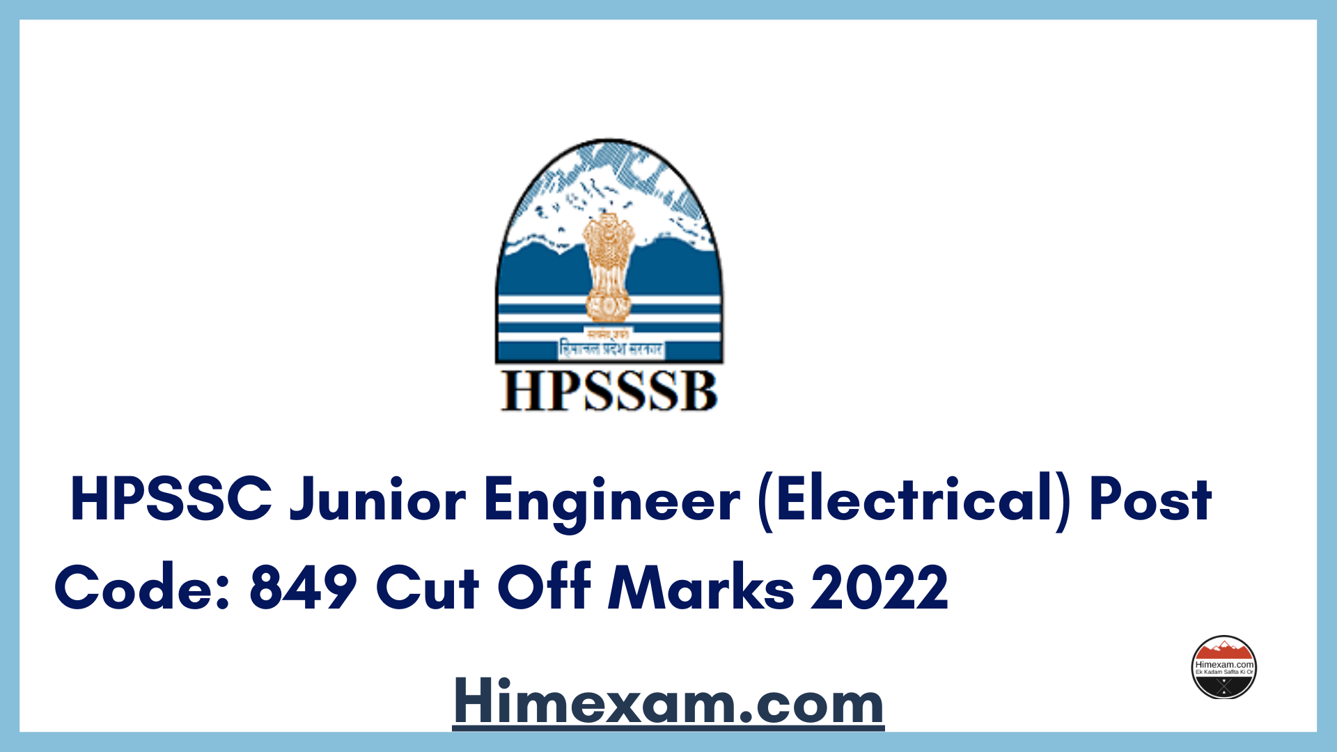 HPSSC Junior Engineer (Electrical)  Post Code: 849 Cut Off Marks 2022
