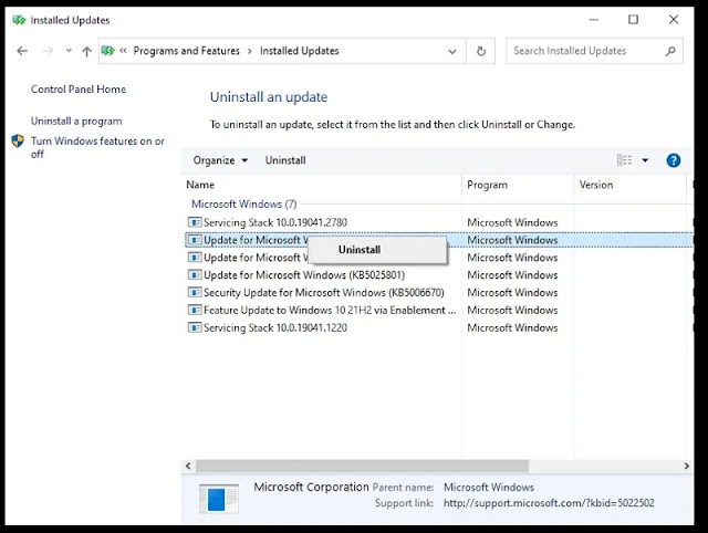 إلغاء تثبيت تحديثات Windows الجديدة في الوضع الآمن